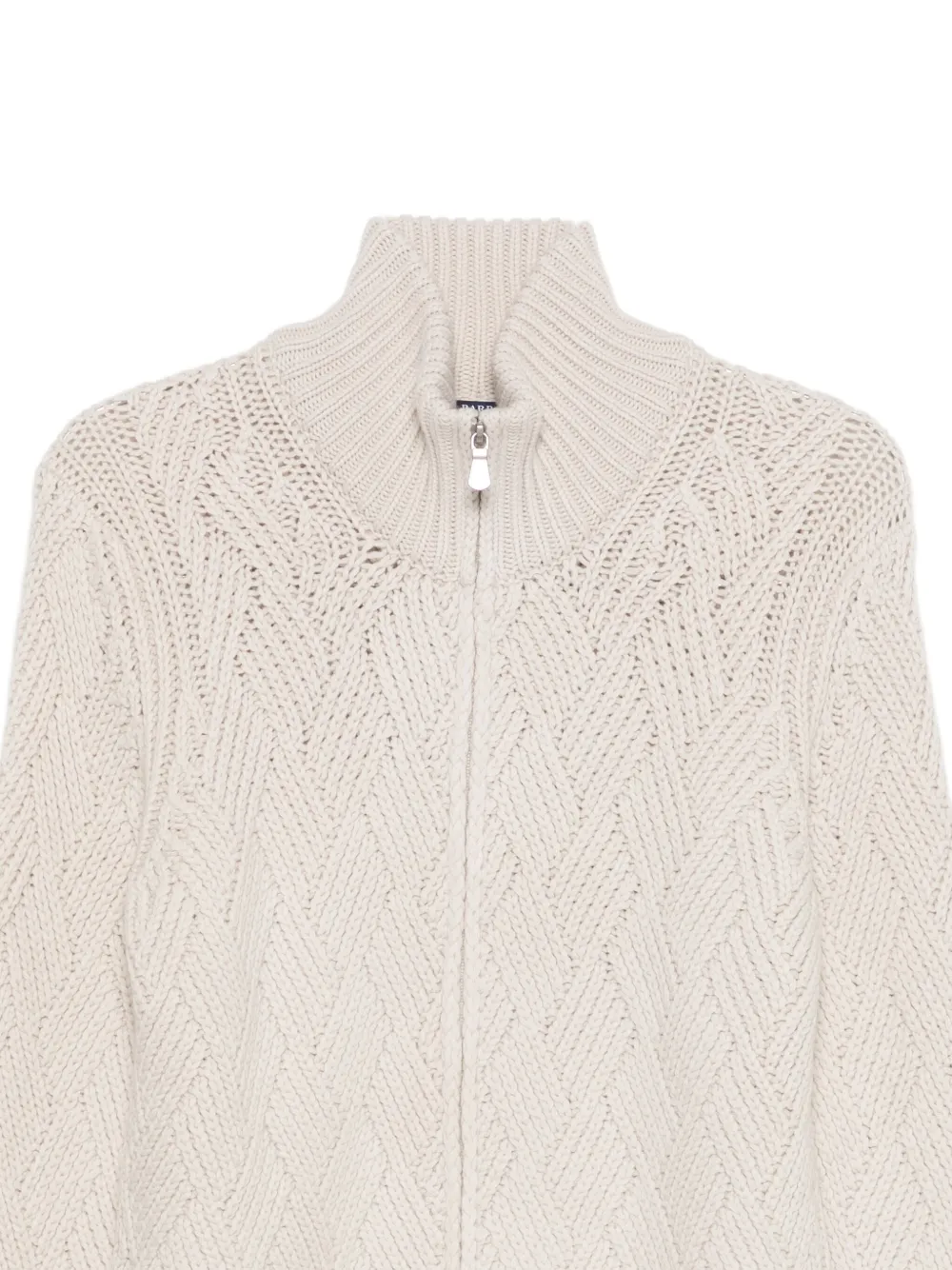 Barba Kabelgebreid vest met rits Beige