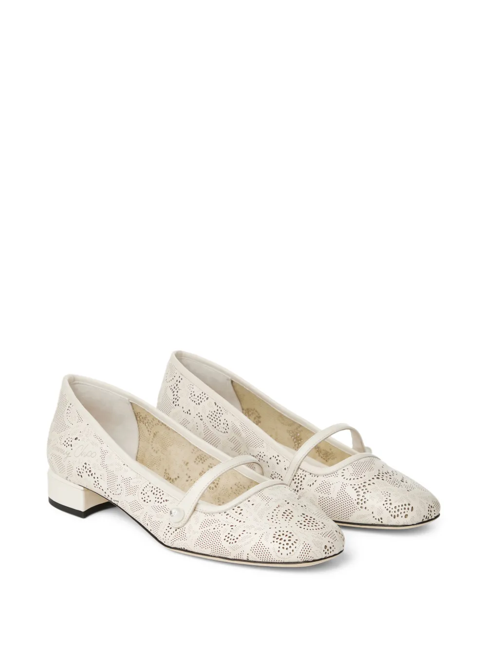 Jimmy Choo Elisa ballerina's met parel en uitgesneden details Wit