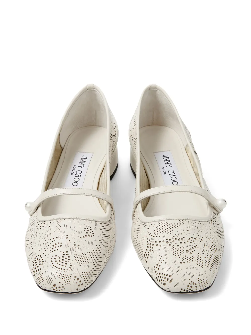 Jimmy Choo Elisa ballerina's met parel en uitgesneden details Wit