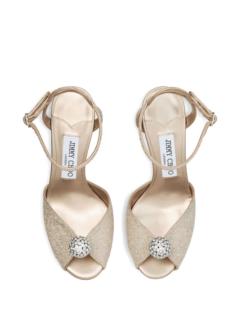 Jimmy Choo 85mm Crystal Embellished Sandals In Gold