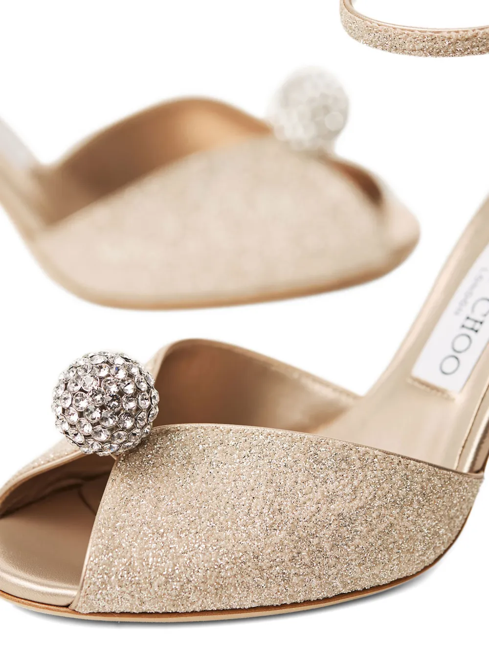 Jimmy Choo 85mm Crystal Embellished Sandals In Gold