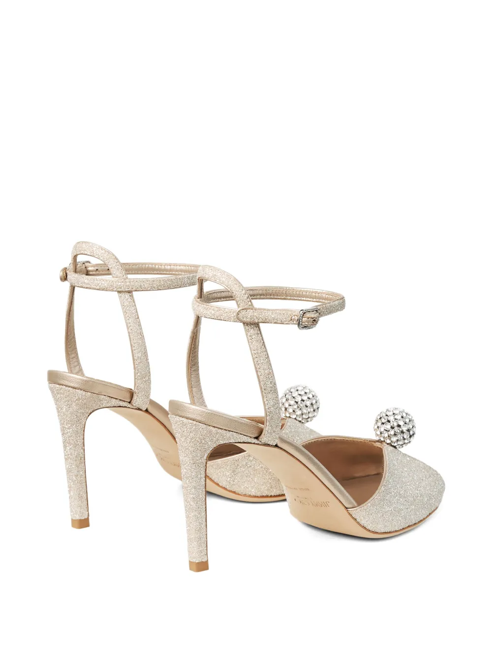 Jimmy Choo 85mm Crystal Embellished Sandals In Gold