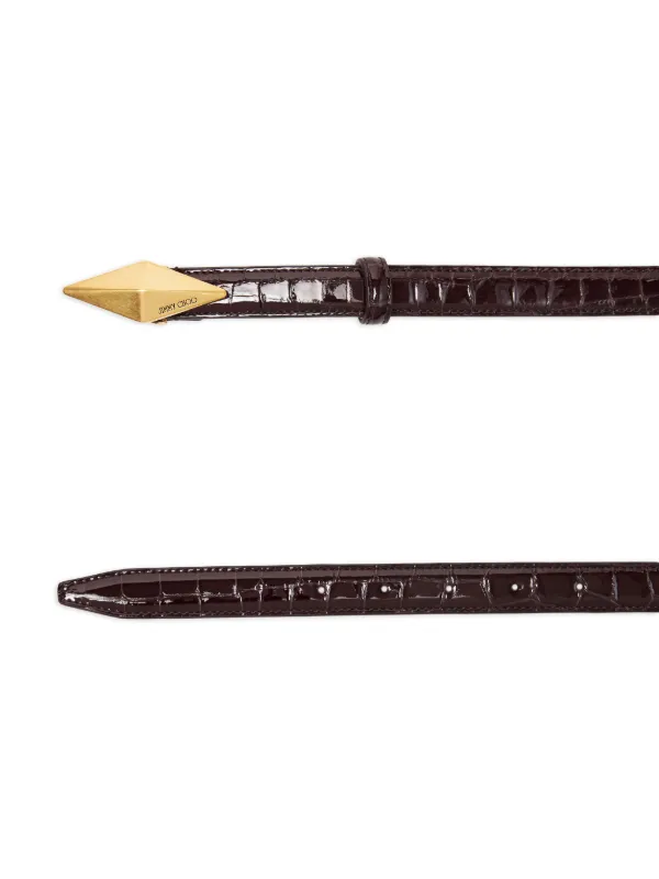 Jimmy Choo Diamond Clasp Leather Belt, Brown Diamond Clasp Belt | Tan Calf Leather Stitched Belt | JIMMY CHOO main image 4