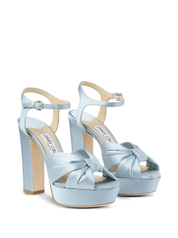 Jimmy Choo Heloise 120 Knot Platform Sandals | Blue | FARFETCH