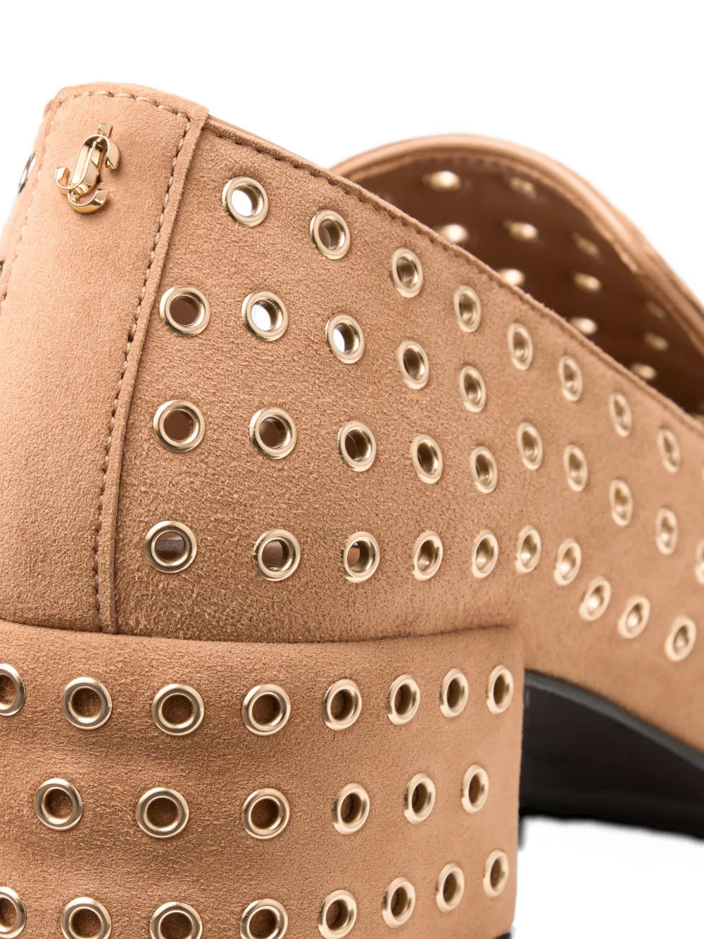 Jimmy Choo Eliot metal-eyelet heeled loafers Beige