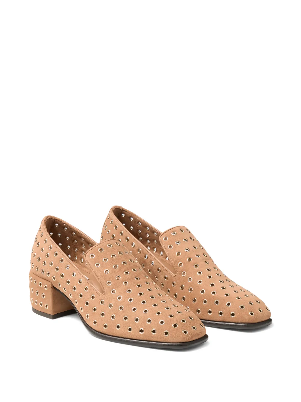 Jimmy Choo Eliot metal-eyelet heeled loafers Beige