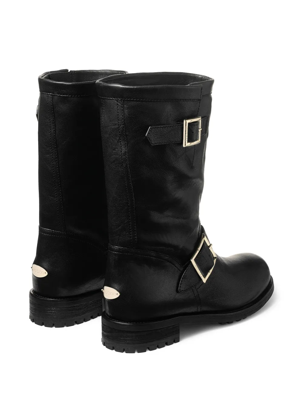 Jimmy Choo Biker Mid Buckled Biker Boots In Black