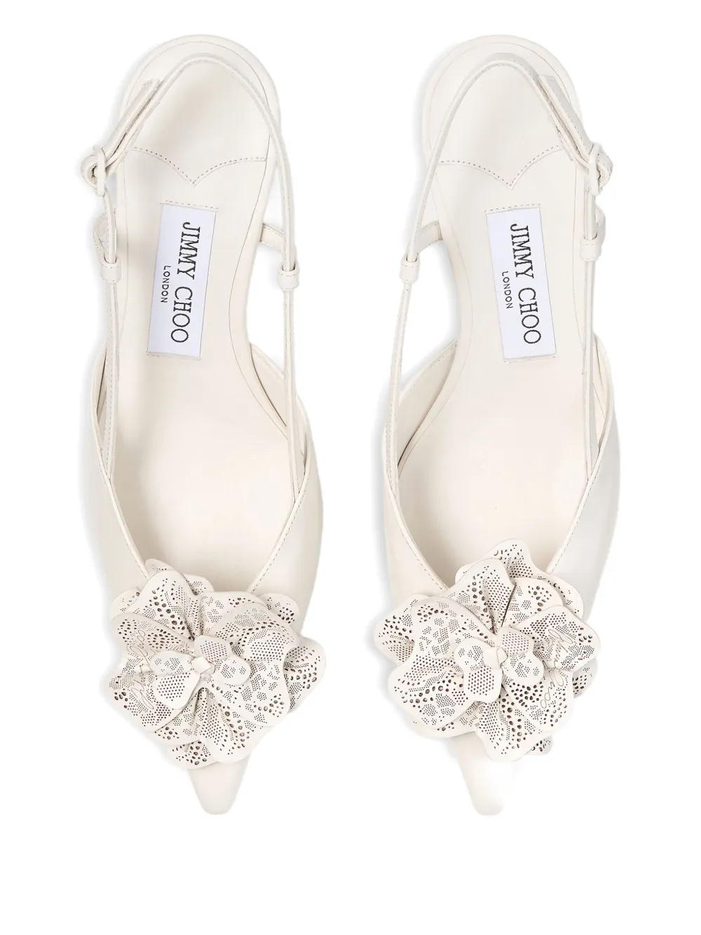 Jimmy Choo 50mm Mimmi Flower Sling Back Pumps In White