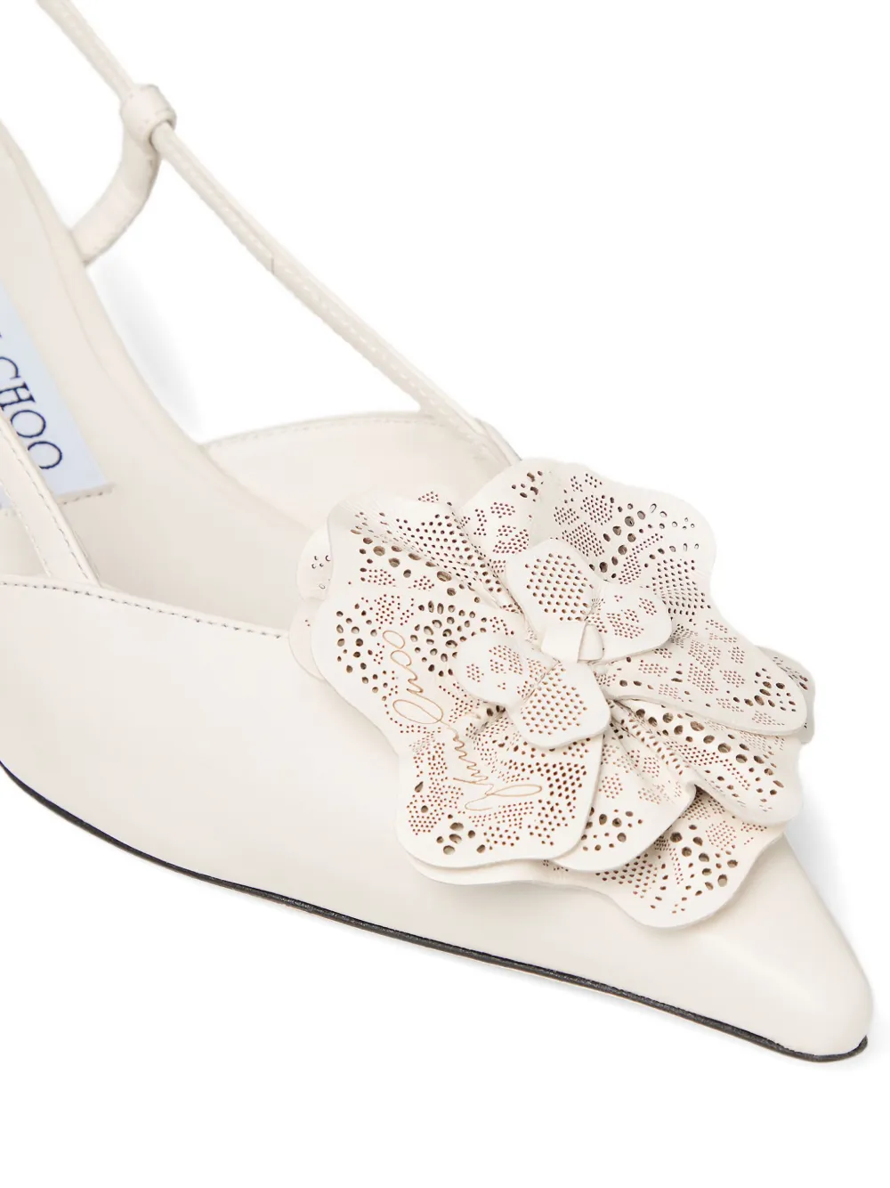 Jimmy Choo 50mm Mimmi Flower Sling Back Pumps In White