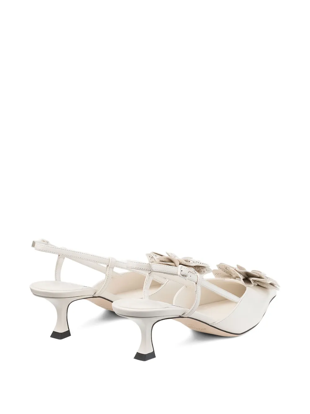 Jimmy Choo 50mm Mimmi Flower Sling Back Pumps In White