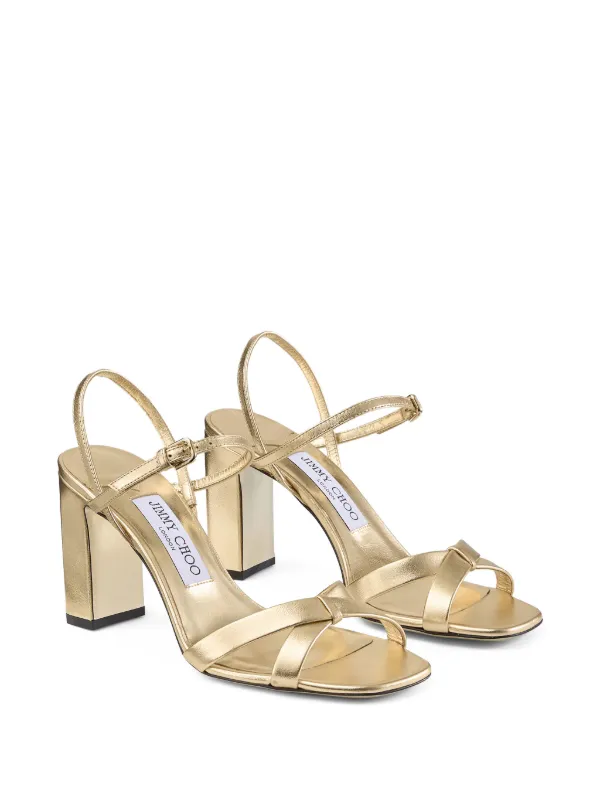 Jimmy Choo Elsy 85 クロスストラップ サンダル | ゴールドトーン
