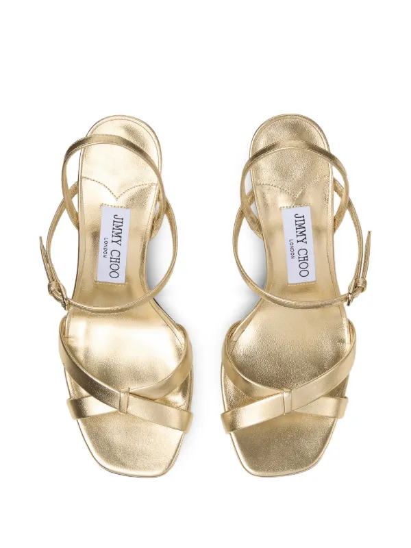 Jimmy Choo Elsy 85 クロスストラップ サンダル | ゴールドトーン