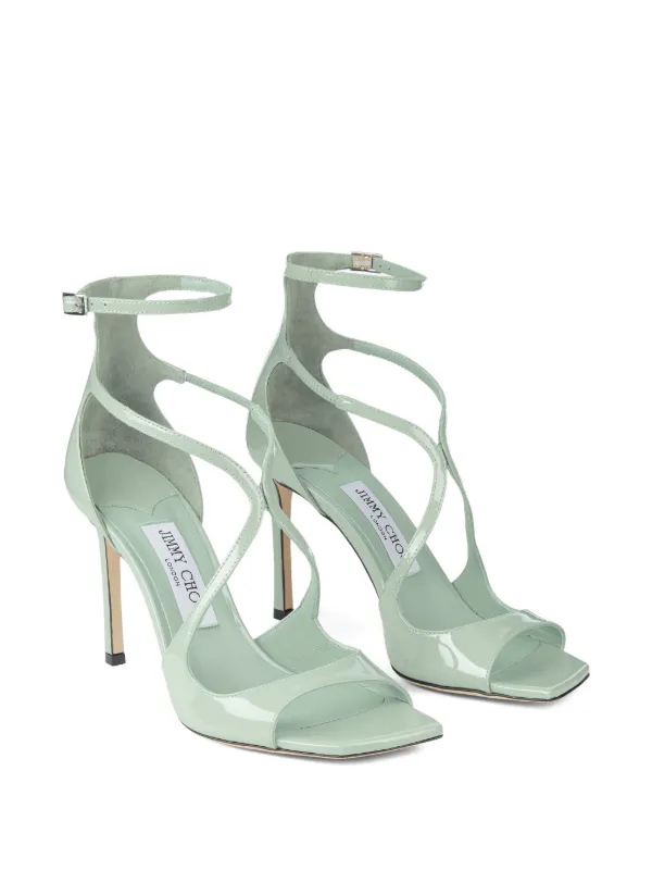 Jimmy Choo Azia 95 Patent Leather Sandals | Green | FARFETCH UK