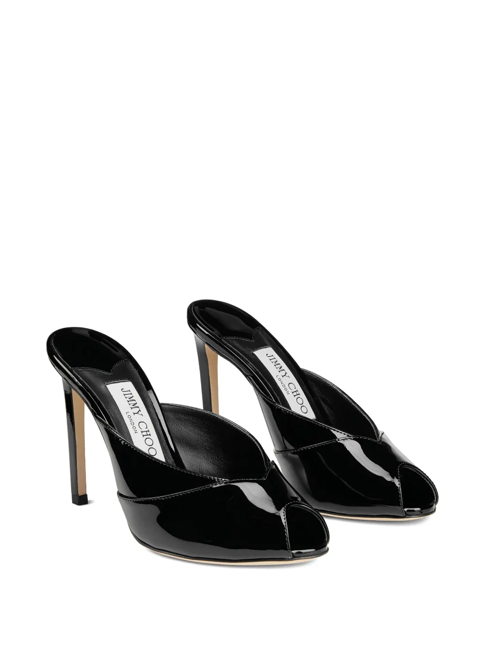Jimmy Choo Black Patent Leather Brigitte 100 Mules In Black