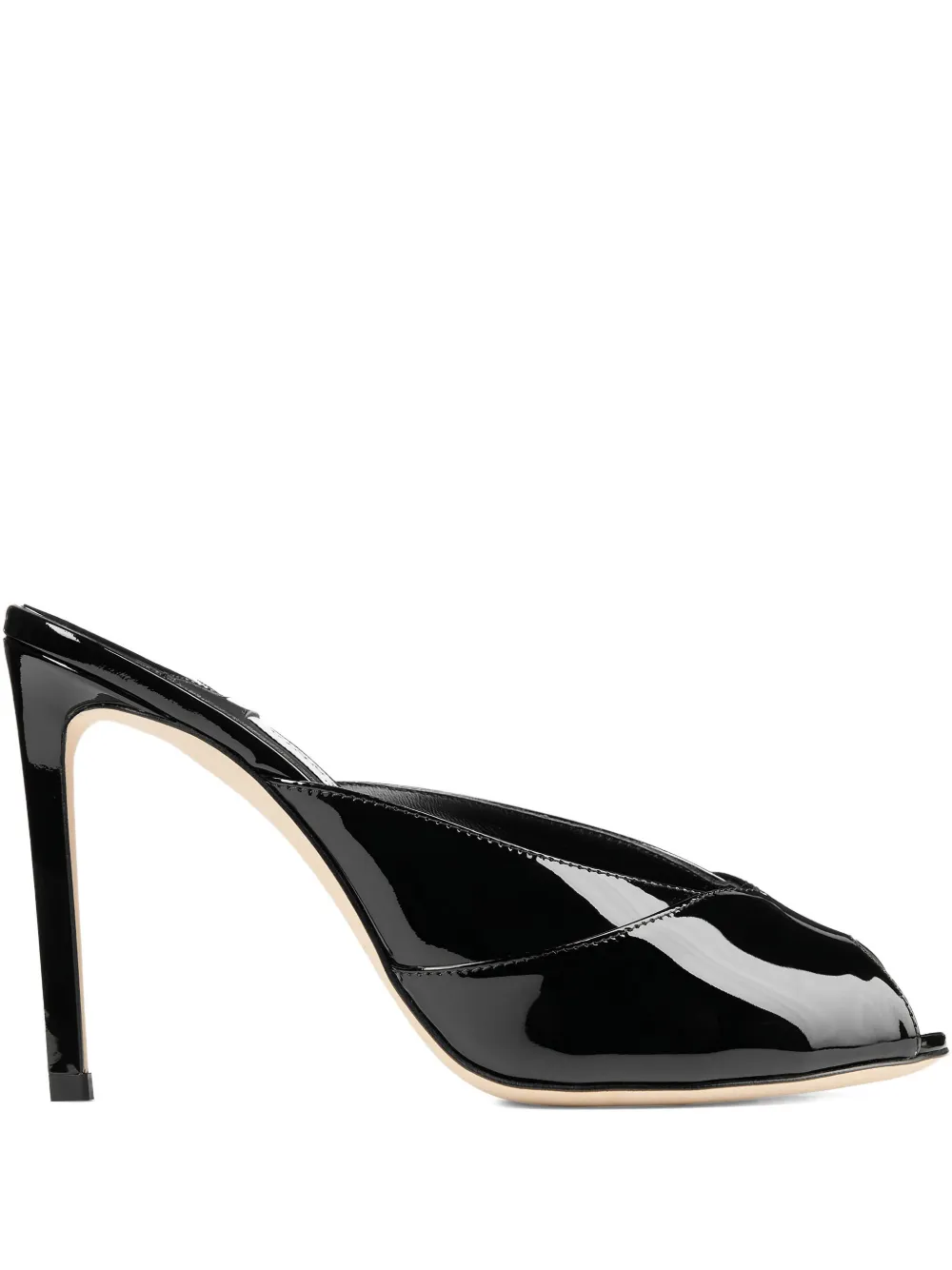 Jimmy Choo Black Patent Leather Brigitte 100 Mules In Black