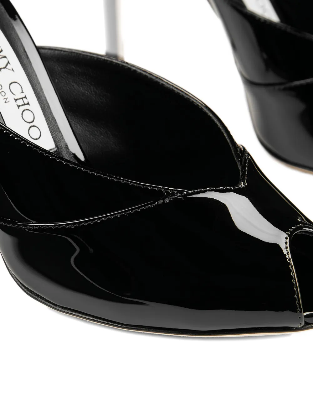 Jimmy Choo Black Patent Leather Brigitte 100 Mules In Black