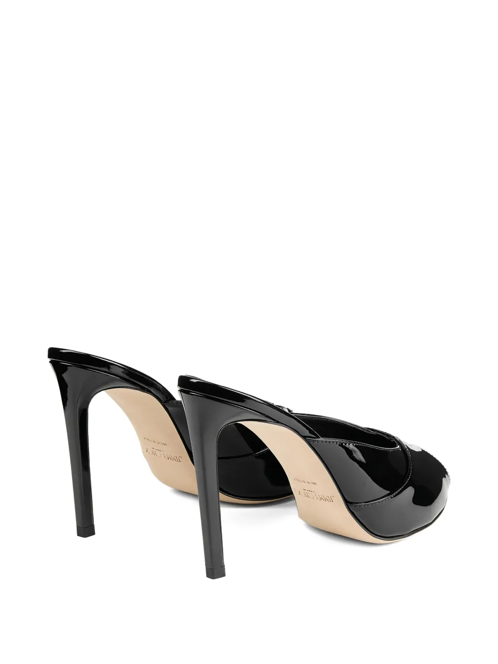 Jimmy Choo Black Patent Leather Brigitte 100 Mules In Black