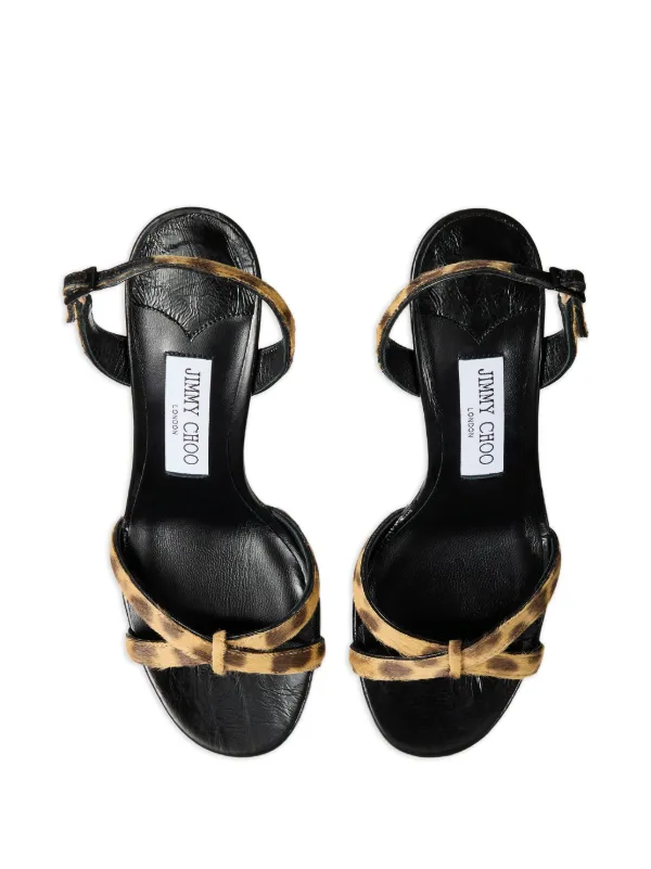 Jimmy Choo Elsy 70 Calf hair-strap Sandals | Black | FARFETCH