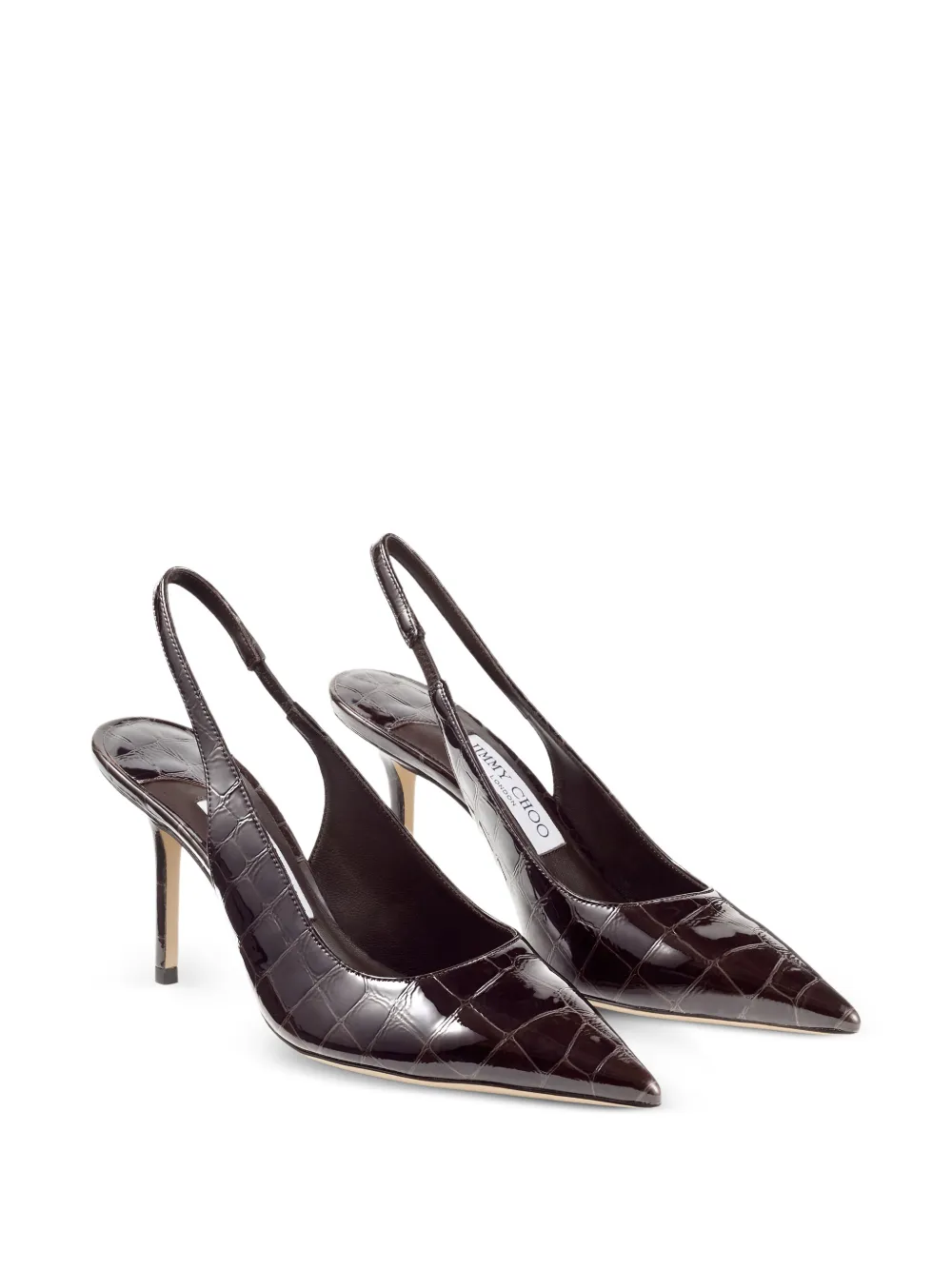 Jimmy Choo Love slingback pumps met krokodillen-reliëf en puntige neus Bruin