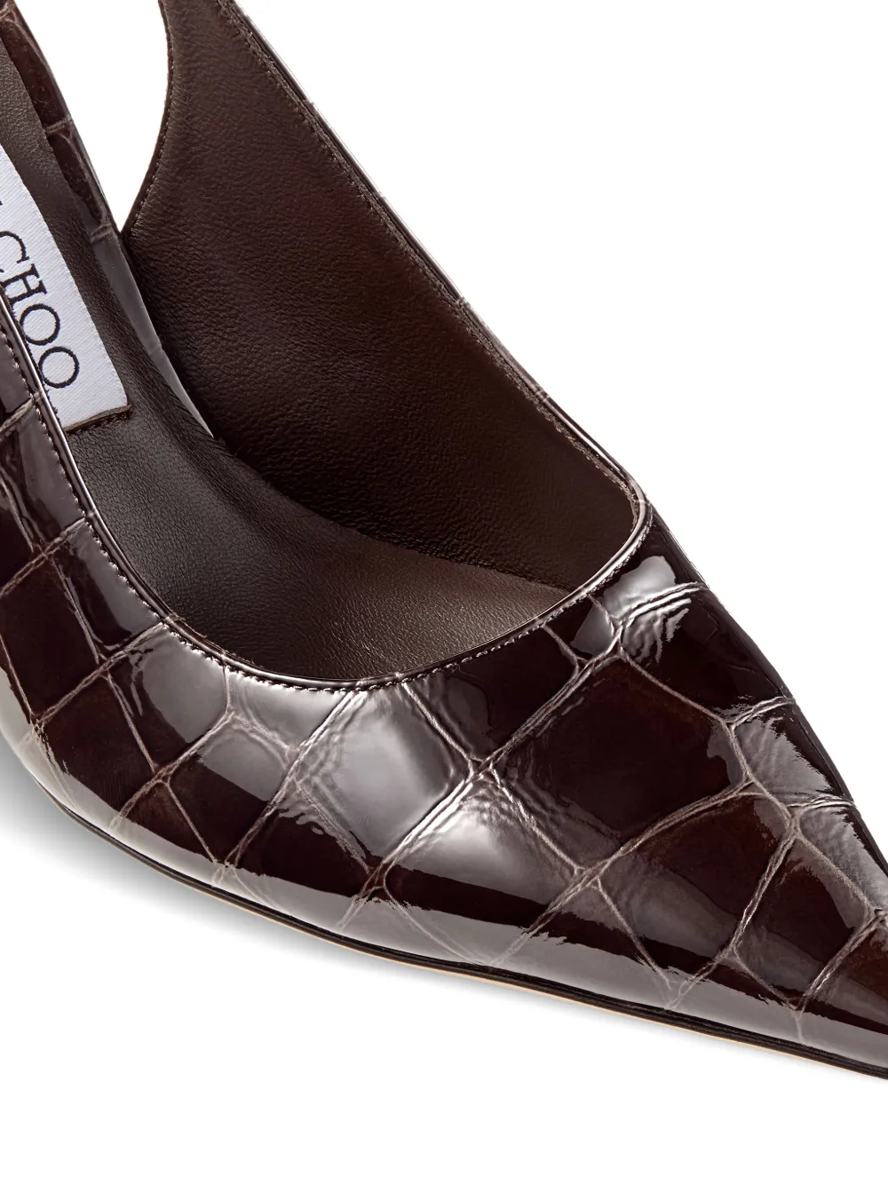 Jimmy Choo Love slingback pumps met krokodillen-reliëf en puntige neus Bruin