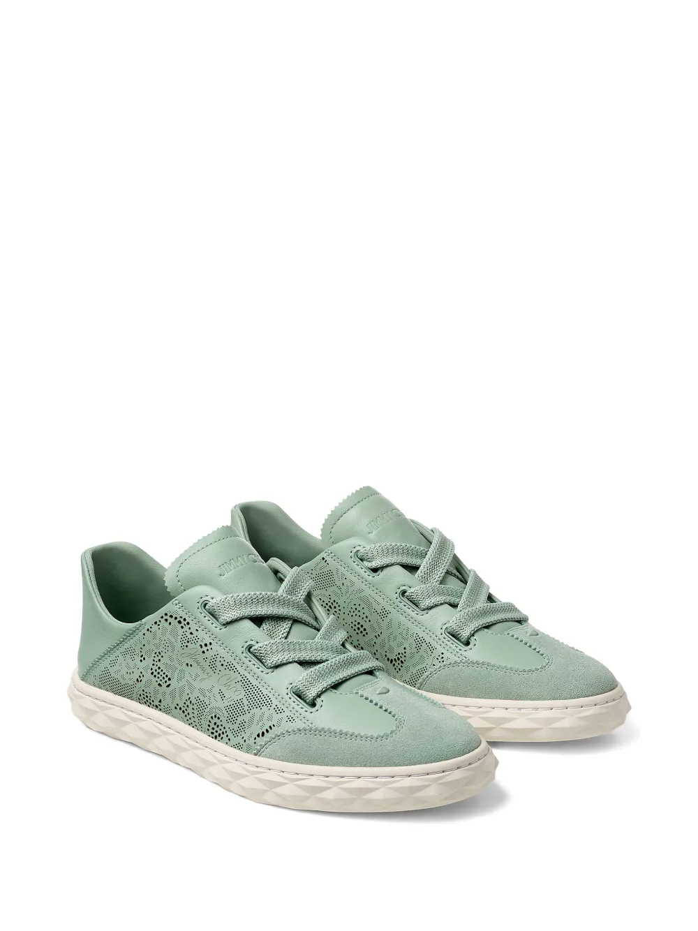 Jimmy Choo Diamond laced laser-cut sneakers Groen
