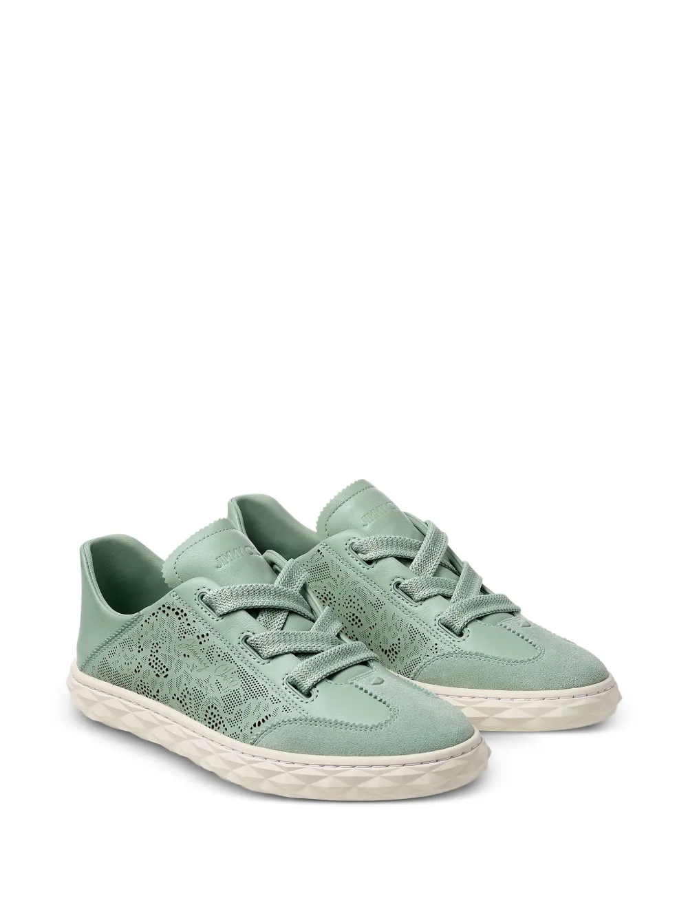  Jimmy Choo Diamond Flex Laced Laser-cut Sneakers - Green 