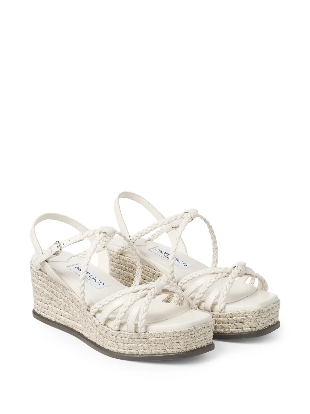 Jimmy Choo Nyra 60 gevlochten espadrilles Wit