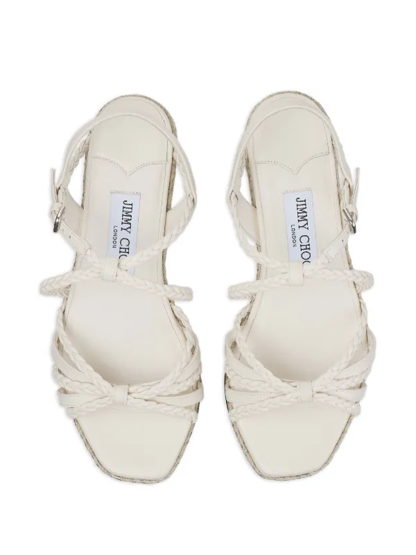 Jimmy Choo Nyra 60 Braided Espadrille Sandals | White | FARFETCH