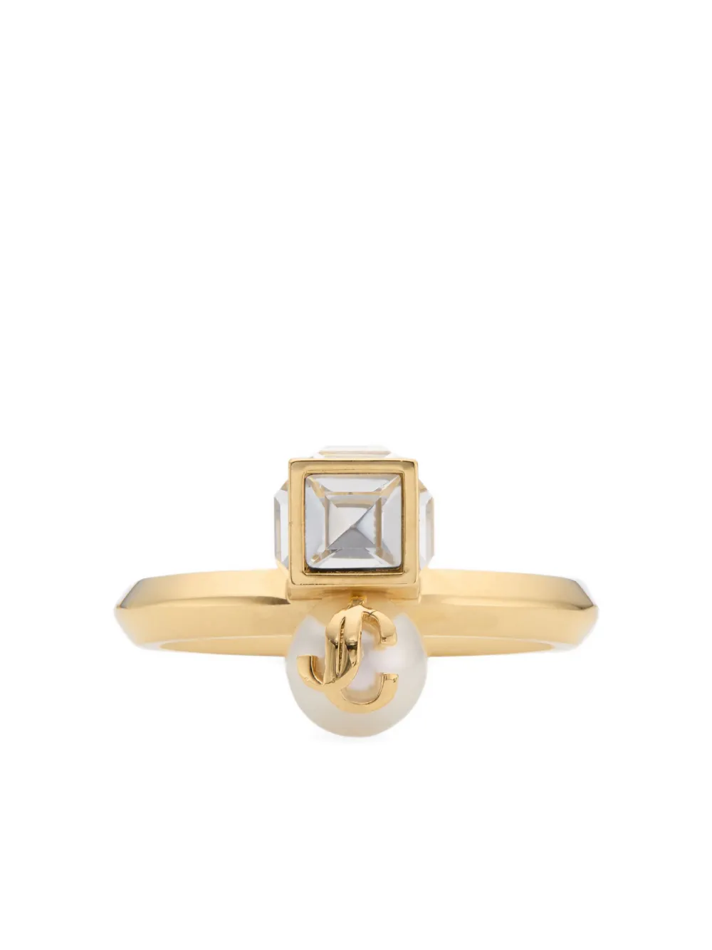  Jimmy Choo Pearl Cube Ring - Gold 