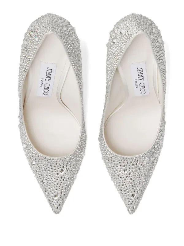 Jimmy Choo Love 100 ビジューポインテッドトゥパンプス | シルバー