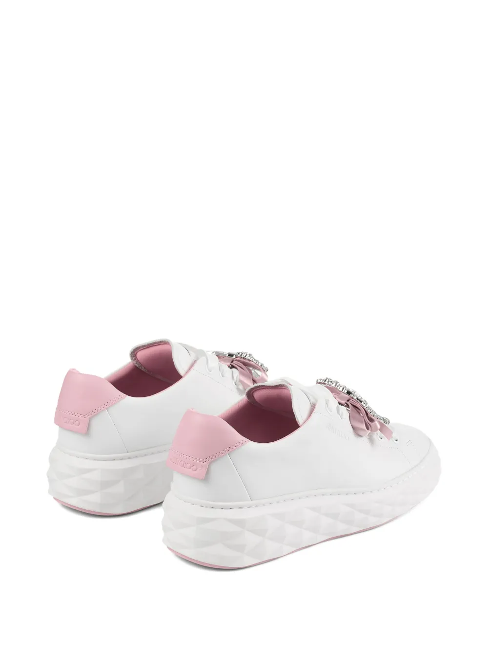 Jimmy Choo Diamond Light Maxi Leather Sneakers In White