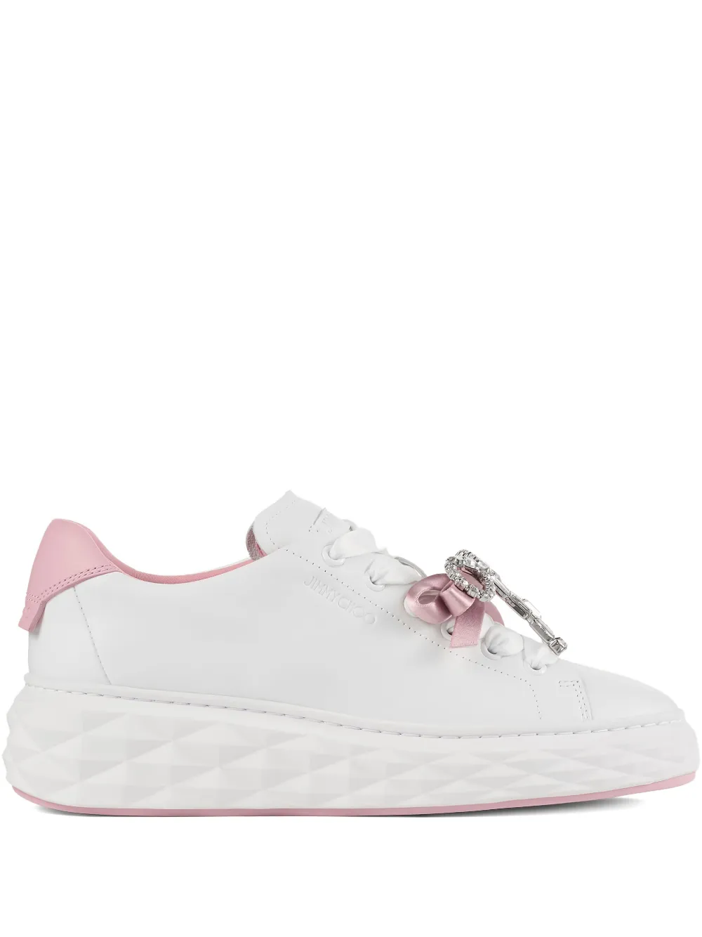 Jimmy Choo Diamond Light Maxi F crystal-bow sneakers | White | Image 1