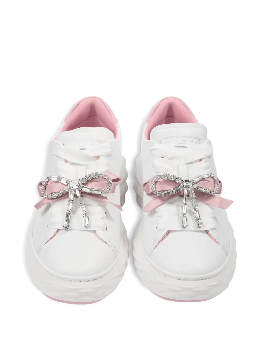 Jimmy Choo Diamond Light Maxi Leather Sneakers In White