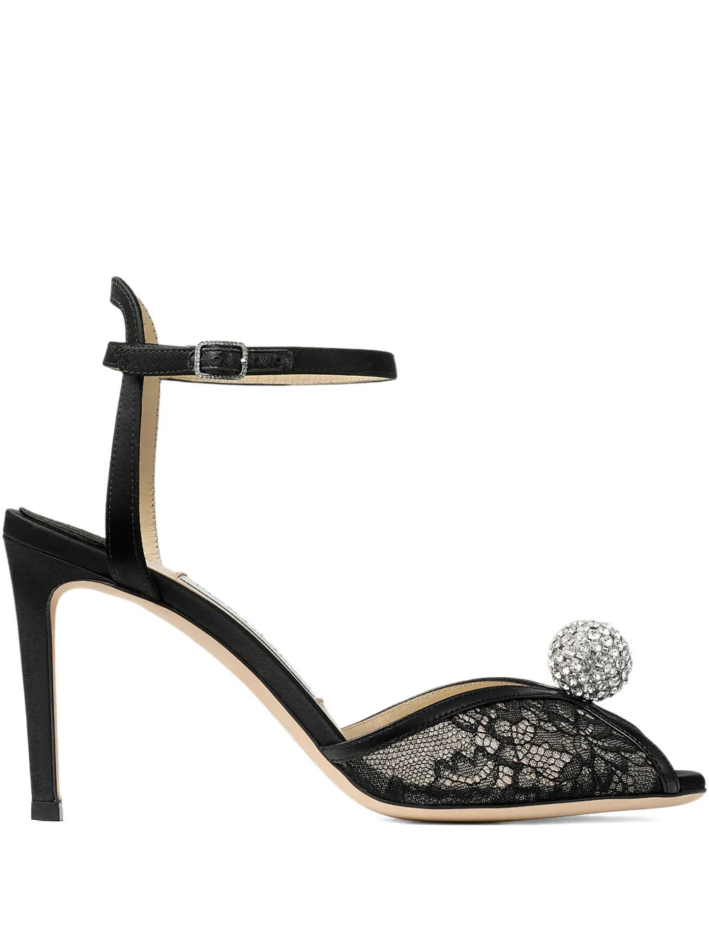 Jimmy Choo 85mm Sacora Crystal-detail Sandals In Black