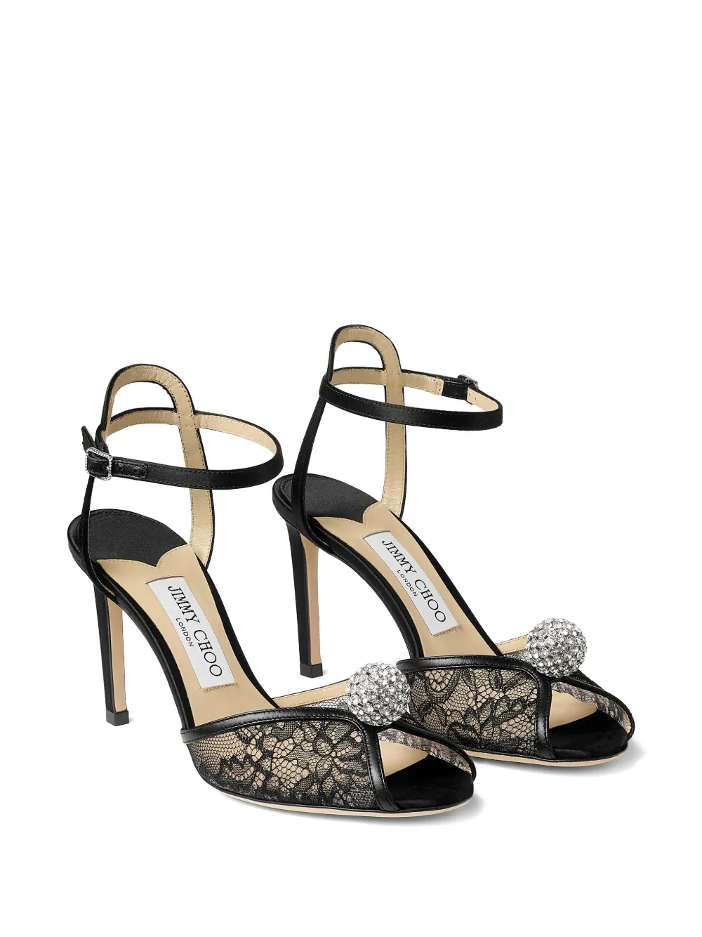 Jimmy Choo 85mm Sacora Crystal-detail Sandals In Black