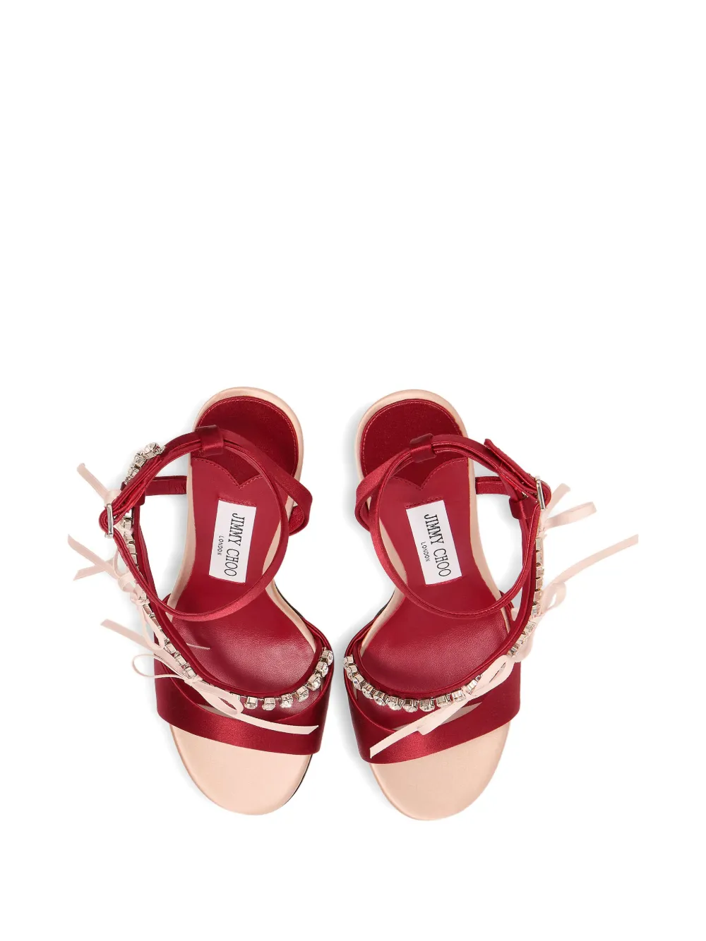 Jimmy Choo 100 mm sandalen verfraaid met kristallen Rood
