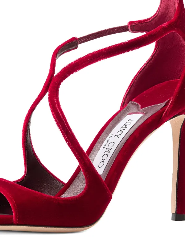Jimmy Choo Azia Velvet Sandals | Red | FARFETCH