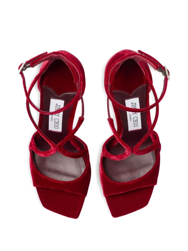 Jimmy Choo Azia Velvet Sandals | Red | FARFETCH