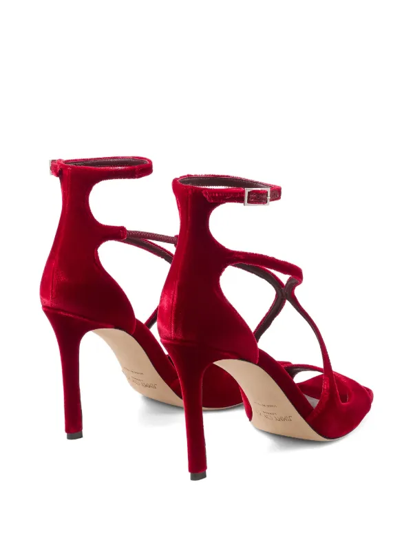 Jimmy Choo Azia Velvet Sandals | Red | FARFETCH