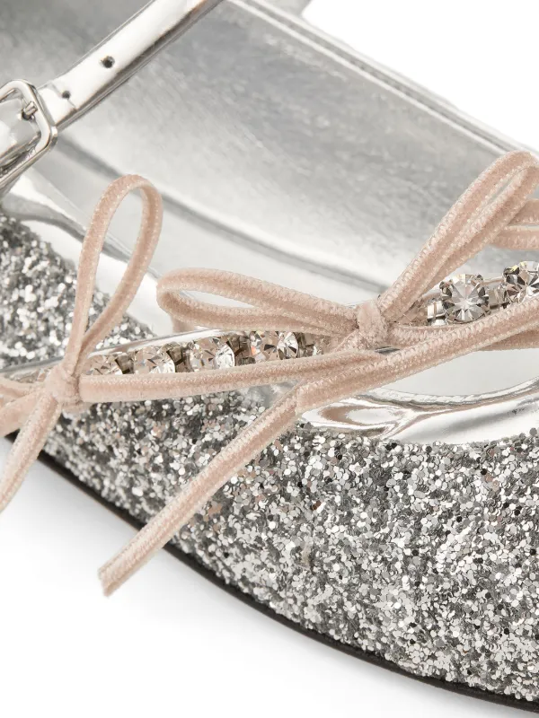 Jimmy Choo スクエアトゥ フラットパンプス | シルバートーン