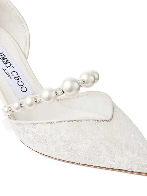 Jimmy Choo Aurelie 65 pearl-embellished Lace Pumps | White | FARFETCH