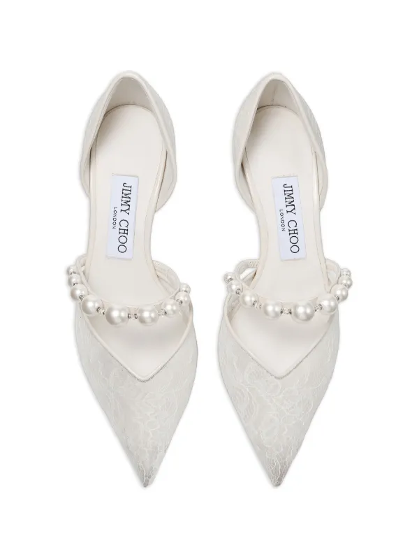 JIMMY CHOOレースパンプス Jimmy Choo Aurelie 65 pearl-embellished Lace Pumps | White | FARFETCH