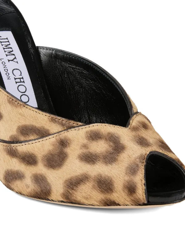 JIMMY CHOO ヒョウ柄 ストーン付き ミュール 36.5 Jimmy Choo Brigitte 100 Mule | Neutrals | FARFETCH