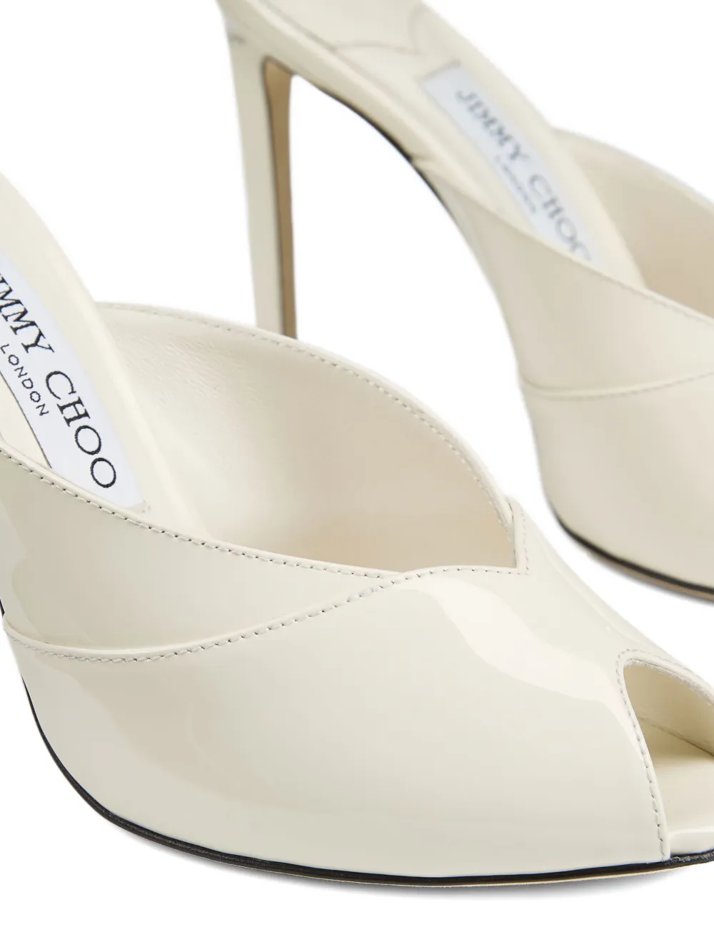 Jimmy Choo 100 mm Brigitte muiltjes met open neus Beige