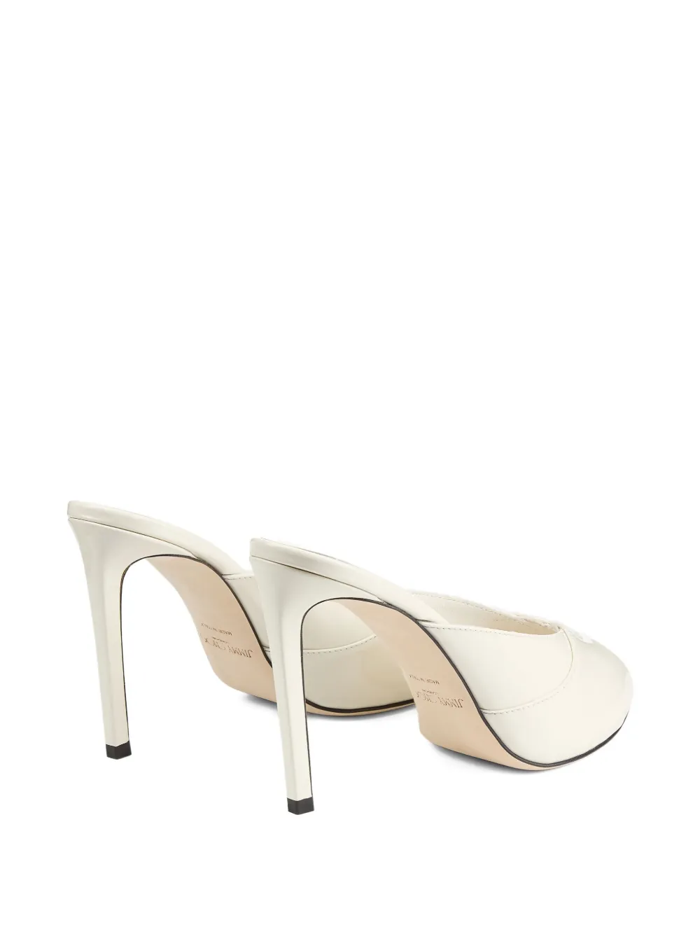 Jimmy Choo 100 mm Brigitte muiltjes met open neus Beige