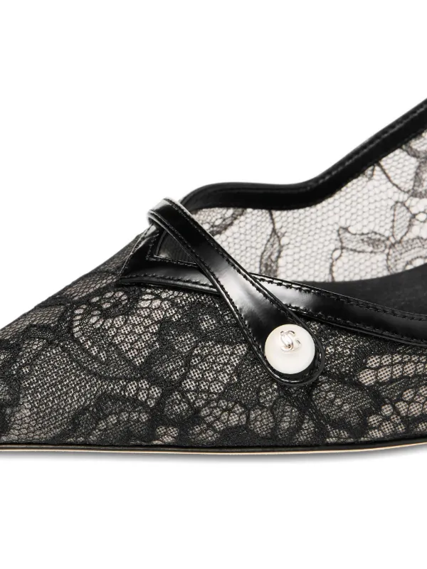 Jimmy Choo Amita 45 lace-embellishment Pumps | Black | FARFETCH