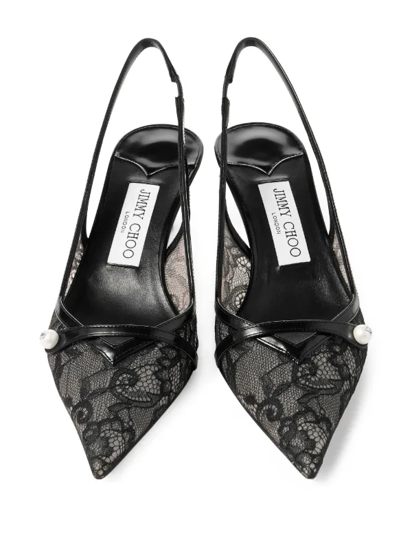 Jimmy Choo Amita 45 lace-embellishment Pumps | Black | FARFETCH