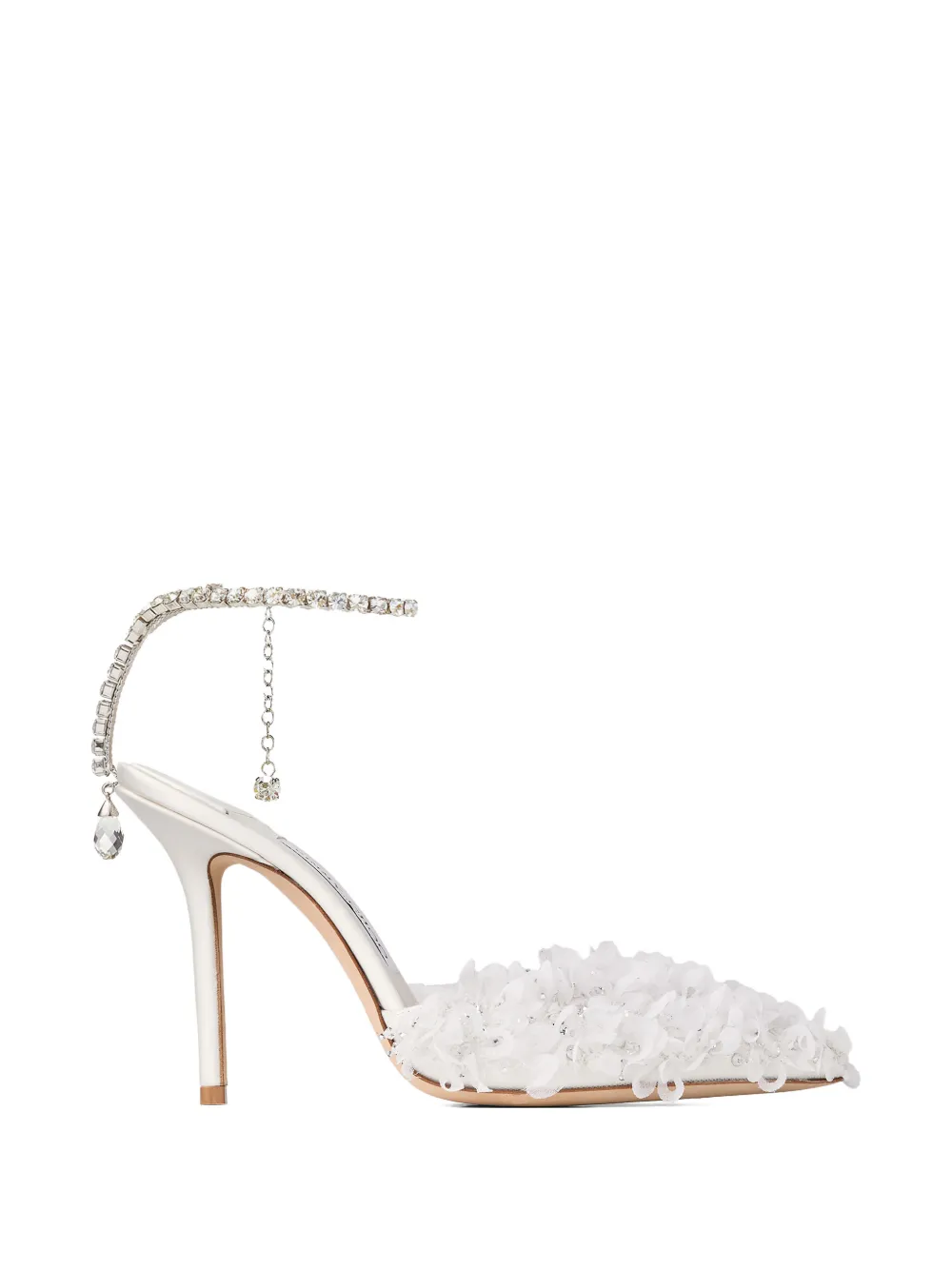 Jimmy Choo Saeda crystal-strap floral pumps Wit
