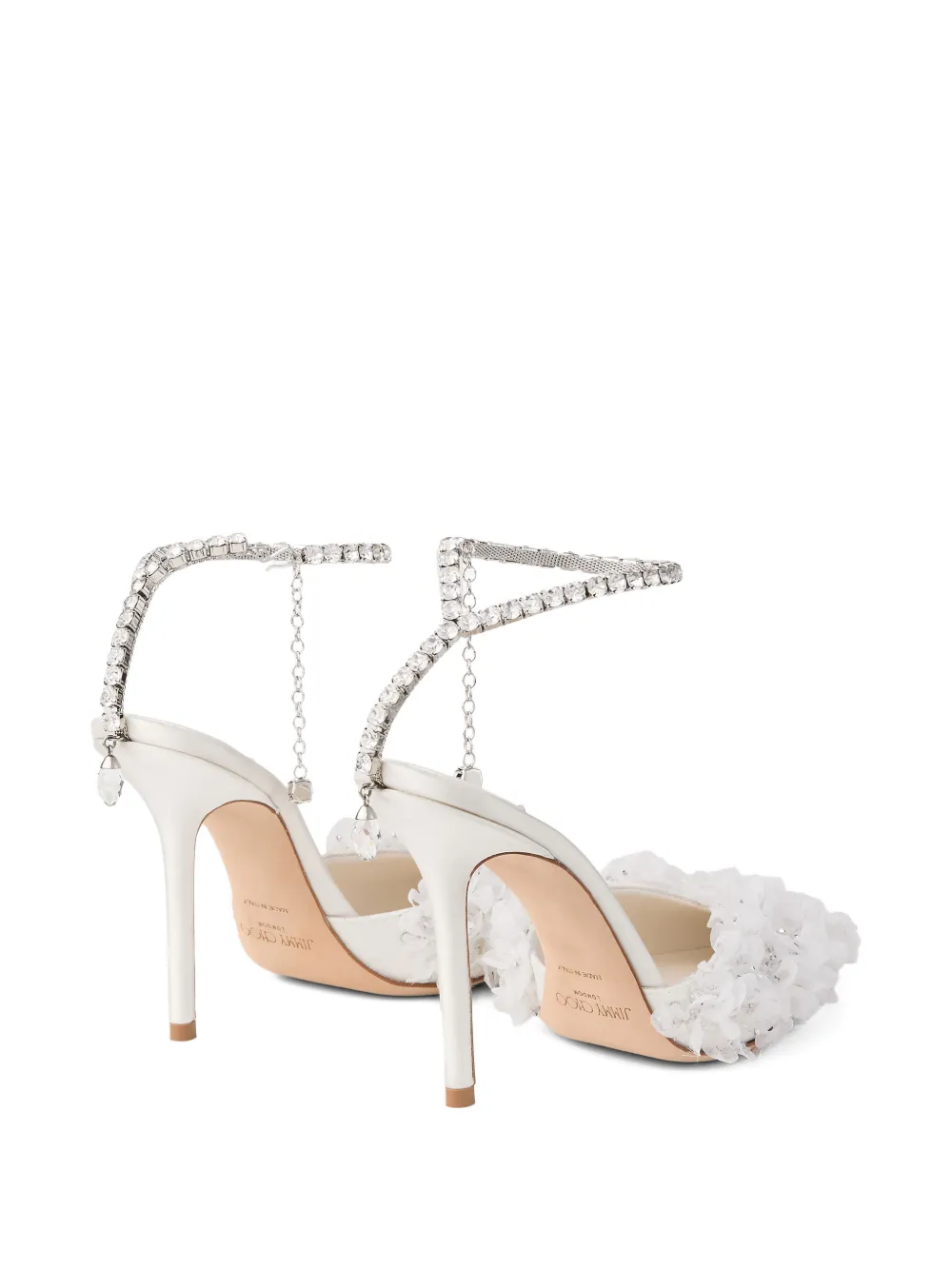 Jimmy Choo Saeda crystal-strap floral pumps Wit