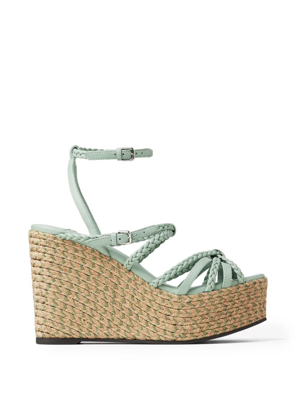 Jimmy Choo Nyra sandalen met plateauzool en gevlochten effect Groen